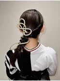 編みおろしホウキヘア