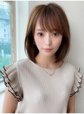 20代30代40代大人かわいい小顔ボブ ひし形シルエット グレージュ