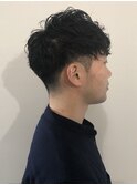 □コンマヘアアップバング束感ツーブロックマッシュ