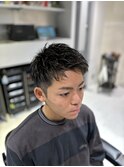 メンズツーブロックパーマビジネス束感マッシュショート眉毛F