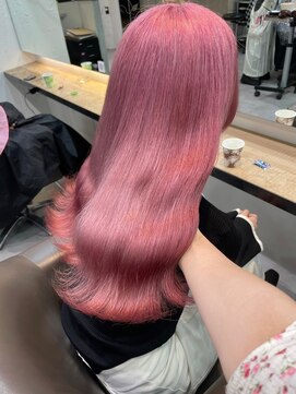 ベレーザ 渋谷(BELEZA) 7343ベビーピンクカシスレッドハイトーンカラー韓国ワンホンヘア