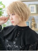 ★透明感ハイトーンカラー抜け感ショートボブパーマ10代20代★1