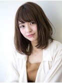say.内巻きボブマロンベージュ似合わせウェーブミディアム韓国