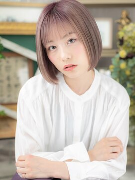 カバーヘアアンドスパ ブリス 浦和(COVER HAIR&SPA bliss) 小顔ミルクティーピンク切りっぱなしボブディA1浦和10代20代30代