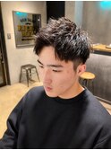 アップバング ツイストパーマ ツーブロック