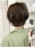 福山市 切りっぱなし外ハネボブ人気caaryハイライトグレージュ
