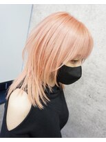 ヘアテリア リュウ 大塚(hair teria ryu)&nbsp;ミディアムロングウルフ×コーラルピンク