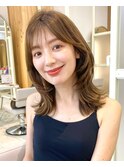 2wayバング 韓国前髪 シースルー ミディアム くびれ