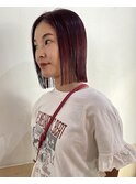 ボルドーカラー◯切りっぱなしボブ