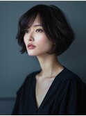 ☆ホワイトグレージュミニウルフデジタルパーマチェリーブラウン