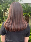 ナチュラルブラウン　白髪ぼかしハイライト　セミロング