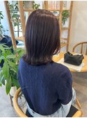 暖色カラー×切りっぱなしボブ