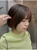 インナーオレンジベージュ、ショートボブ