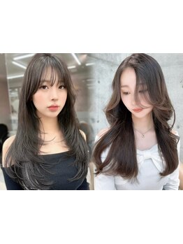 顔周り/前髪で作る韓国風レイヤーカットで小顔に。髪質や骨格・クセに合わせた似合わせヘア[博多]
