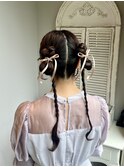 後ろ姿まで可愛いツインアレンジ◎