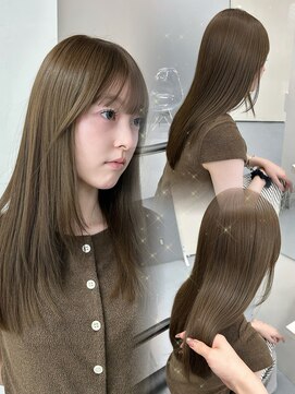 カシェル(cashel) オリーブベージュ/レイヤーカット/ブリーチなしwカラー