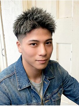 シルバーメッシュ×メンズショート