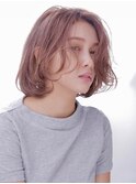 【センター北】ふんわりフェミニンボブ/くすみピンク