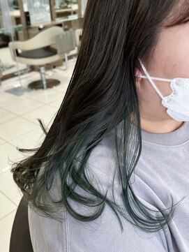 アッシュ 高円寺店(Ash) インナーカラー グリーン ×ダークグリーン