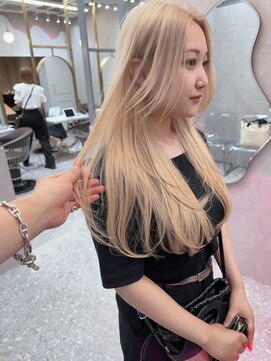 ロンド レア 天神大名店(Lond Le’a) ダブルカラーミルクティーベージュカラーブルーブラックブリーチ