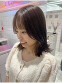 ダークアッシュ/ミディアムレイヤーカット［髪質改善/縮毛矯正］