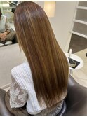 □酸性縮毛矯正 ハイライトあり