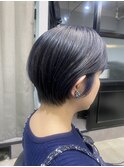 40代50代/白髪ぼかし/ネイビーブルーショート