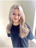 イメチェン/ホワイトブロンド/外ハネボブ/美髪/草津/南草津
