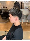 メンズショート×スキンフェード×アップバング×ビジネスヘア