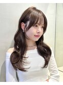 ▼ウェーブ巻きナチュラルブラウンカラーレイヤーカット
