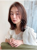イメチェン/前髪/ミディアムレイヤー/グレージュブラウン