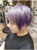 ★シルバー系ショートヘアのインナーカラー紫【SOMEBRIDGE】