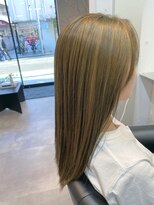 ドゥマン(Demain)&nbsp;前髪パーマ レイヤーロング 黒髪 グレーベージュ 小顔 "