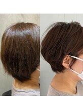 施術メニュー【カット＋低温デジタルパーマ】悩み「髪が重い、ペタッとする」［髪質改善、ショートカット］