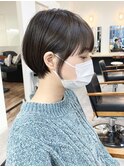 大人可愛い20代30代40代黒髪前下がり丸みショート【横浜】渋谷