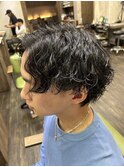 センターパート波巻きスパイラル