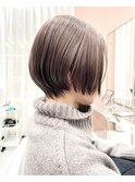 ショートボブ/白髪ぼかしハイライト/グレージュ