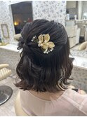 ハーフアップ／結婚式／お呼ばれヘア／参列へア／二次会へア