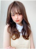 シャギーレイヤー韓国ワンホンヘアシースルーぱっつん前髪