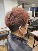 コーラルピンクサイドパートモヒカン【TELA HAIR草加】