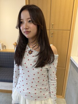 【smuk/岩澤美紅】ロングヘア/フェイスレイヤー/オリーブカラー