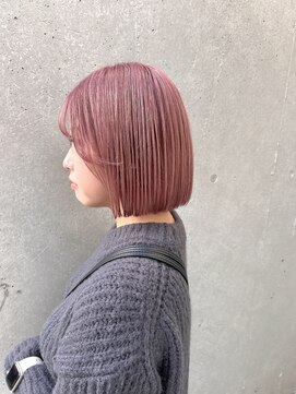 シュガー ヘアアンドネイル 仙台(SUGAR) 【ブリーチ2回】ぷつっとボブ×ピンクベージュ♪
