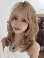 ヨロ 上野(YOLO)&nbsp;韓国風ミルクティーハッシュカットレイヤーカットブリーチ