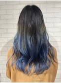 ロング/大人かわいい/ハイトーンカラー/ブリーチ/ブルー