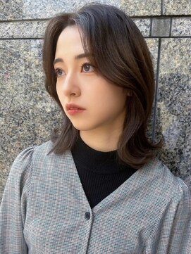 グロー 大宮(GLROW) ブリーチなしチョコレート色×前髪/顔周り×韓国ミディアム[大宮