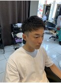 スウィングアップバングジェットモヒカンフェードカットショート