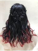 編み込み冠風アレンジ×リボン