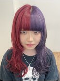 ツートーンカラー/ピンクレッド/ラベンダーアッシュ