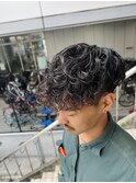 心斎橋メンズパーマ外国人風スペインカールダークアッシュ