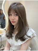 韓国ヘアハッシュカットレイヤーカットベージュブリーチ無し
